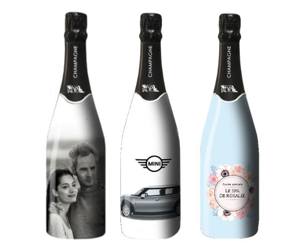 Bouteille de champagne personnalisée pour un cadeau client d entreprise ou un événement sportif