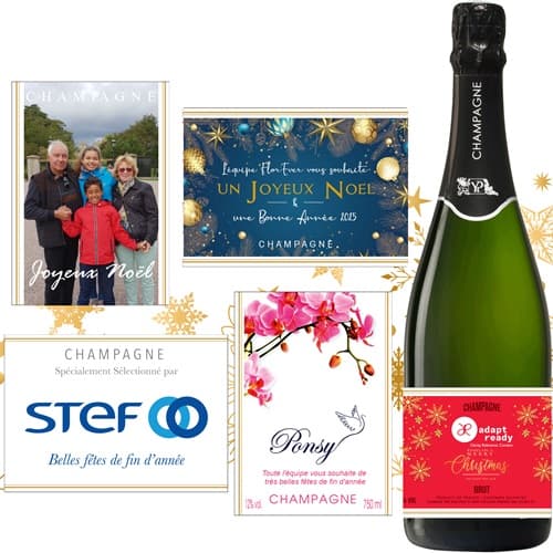 Etiquette personnalisée champagne pour noel et le nouvel an