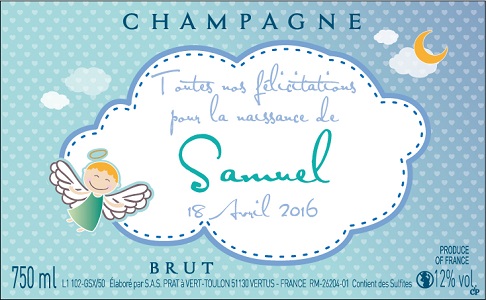 Etiquette De Champagne Pour Un Bapteme Ou Une Naissance